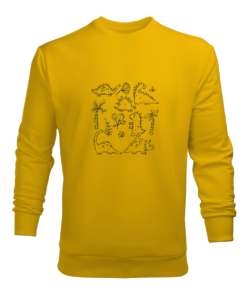 Dinozor Sarı Erkek Sweatshirt