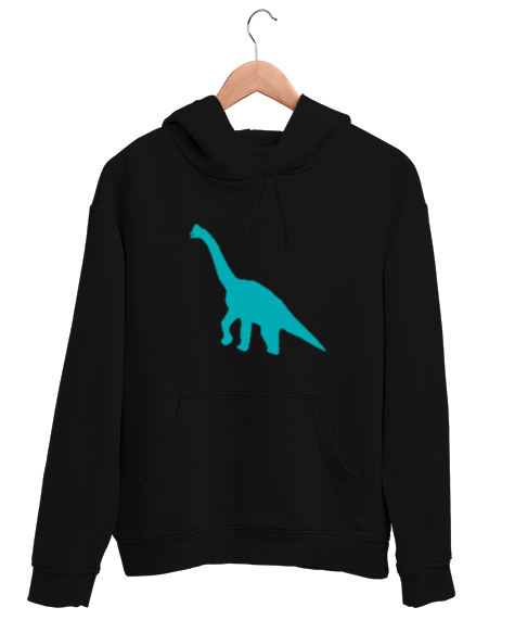 Tisho - Dinozor Siyah Unisex Kapşonlu Sweatshirt