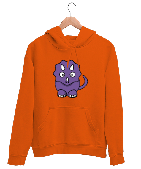 Tisho - Dinozor Turuncu Unisex Kapşonlu Sweatshirt