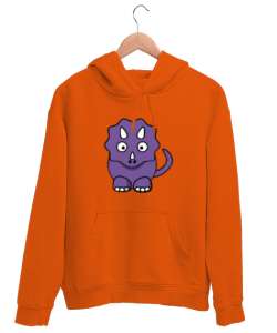 Dinozor Turuncu Unisex Kapşonlu Sweatshirt