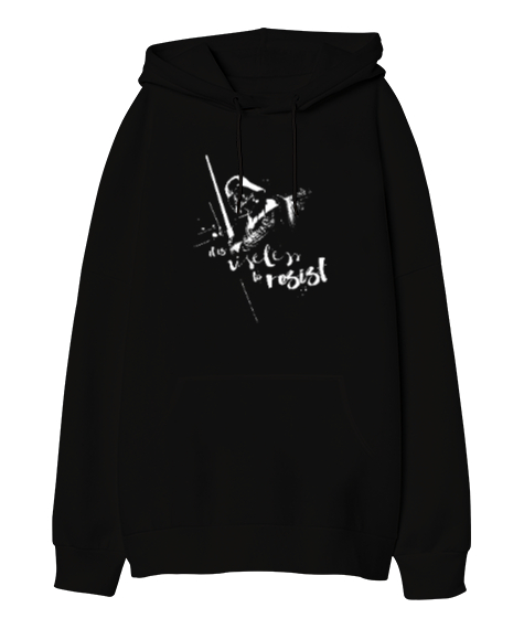 Direnmenin Faydası Yok - It Is Useless To Resist Darth Vader Baskılı Siyah Oversize Unisex Kapüşonlu Sweatshirt