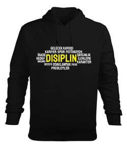 Disiplin Siyah Erkek Kapüşonlu Hoodie Sweatshirt