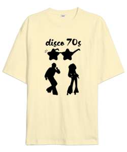 Disko - Disco - 70ler Krem Oversize Unisex Tişört