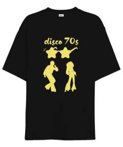 Disko - Disco - 70ler Siyah Oversize Unisex Tişört