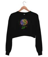 Disko Topu - Disco Siyah Kadın Crop Sweatshirt - Thumbnail