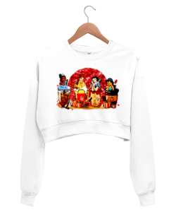 Disney Prensesleri Beyaz Kadın Crop Sweatshirt