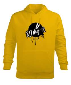 DJ Sarı Erkek Kapüşonlu Hoodie Sweatshirt