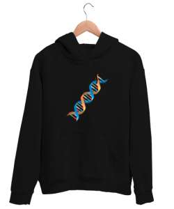 DNA Siyah Unisex Kapşonlu Sweatshirt