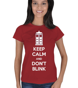 Doctor Who Keep Calm Kırmızı Kadın Tişört