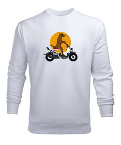 Dog Bike Beyaz Erkek Sweatshirt