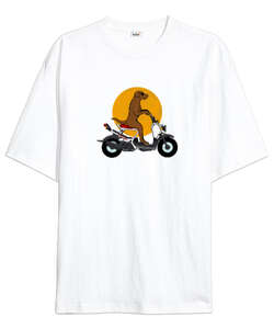 Dog Bike Beyaz Oversize Unisex Tişört