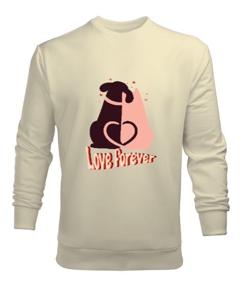 Tisho - Dog Love Forever Krem Erkek Sweatshirt