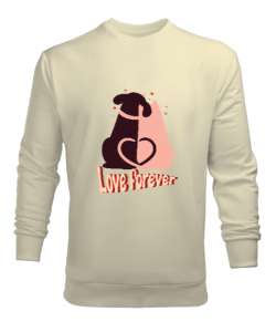 Dog Love Forever Krem Erkek Sweatshirt