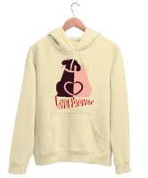 Dog Love Forever Krem Unisex Kapşonlu Sweatshirt - Thumbnail