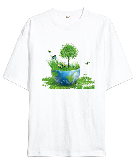 Doğa - Nature V1 Beyaz Oversize Unisex Tişört