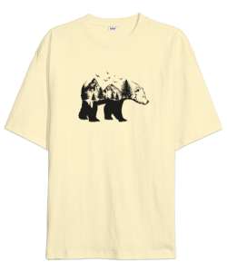 Doğa- Nature - Wild Life Krem Oversize Unisex Tişört