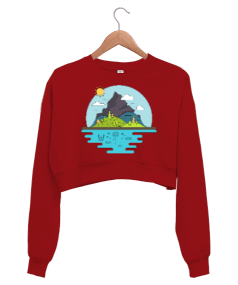 Doğa Tasarımlı Kadın Crop Sweatshirt