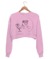 doğa ve zerafet Pembe Kadın Crop Sweatshirt - Thumbnail