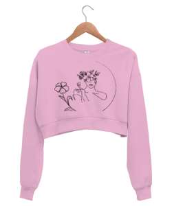 doğa ve zerafet Pembe Kadın Crop Sweatshirt