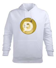 Doge Coin Holder v1H Beyaz Erkek Kapüşonlu Hoodie Sweatshirt