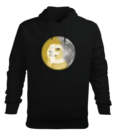 DOGE to the Moon v1H Black Erkek Kapüşonlu Hoodie Sweatshirt