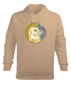 DOGE to the Moon v1H Camel Erkek Kapüşonlu Hoodie Sweatshirt