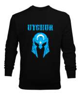 Doğu Türkistan,Uyghur,East Turkestan. Siyah Erkek Sweatshirt - Thumbnail