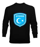 Doğu Türkistan,Uyghur,East Turkestan. Siyah Erkek Sweatshirt - Thumbnail