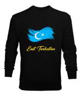 Doğu Türkistan,Uyghur,East Turkestan. Siyah Erkek Sweatshirt - Thumbnail