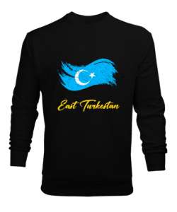 Doğu Türkistan,Uyghur,East Turkestan. Siyah Erkek Sweatshirt