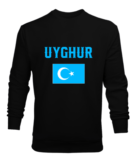 Tisho - Doğu Türkistan,Uyghur,East Turkestan. Siyah Erkek Sweatshirt