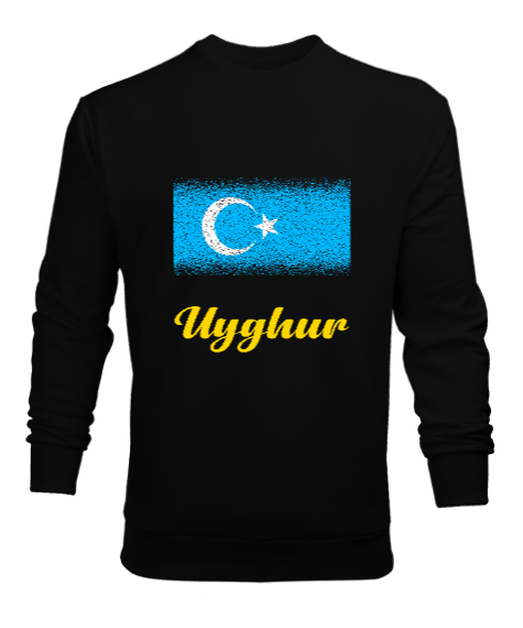 Tisho - Doğu Türkistan,Uyghur,East Turkestan. Siyah Erkek Sweatshirt