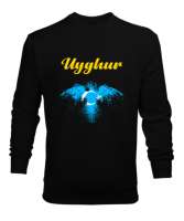 Doğu Türkistan,Uyghur,East Turkestan. Siyah Erkek Sweatshirt - Thumbnail