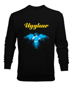 Doğu Türkistan,Uyghur,East Turkestan. Siyah Erkek Sweatshirt