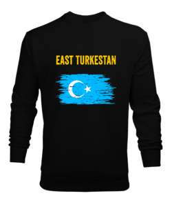 Doğu Türkistan,Uyghur,East Turkestan. Siyah Erkek Sweatshirt