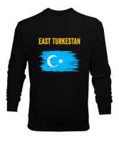 Doğu Türkistan,Uyghur,East Turkestan. Siyah Erkek Sweatshirt - Thumbnail