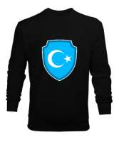 Doğu Türkistan,Uyghur,East Turkestan. Siyah Erkek Sweatshirt - Thumbnail