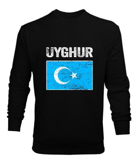 Tisho - Doğu Türkistan,Uyghur,East Turkestan. Siyah Erkek Sweatshirt