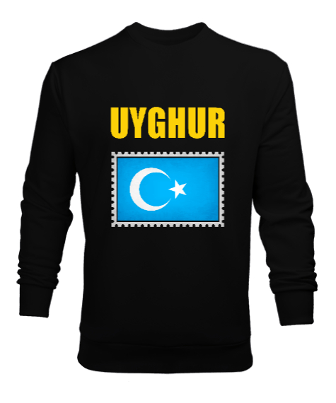 Tisho - Doğu Türkistan,Uyghur,East Turkestan. Siyah Erkek Sweatshirt