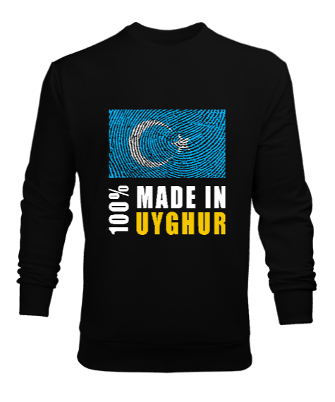 Tisho - Doğu Türkistan,Uyghur,East Turkestan. Siyah Erkek Sweatshirt