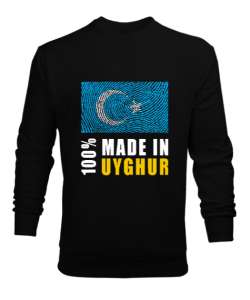 Doğu Türkistan,Uyghur,East Turkestan. Siyah Erkek Sweatshirt