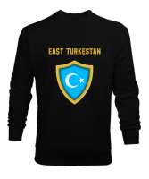 Doğu Türkistan,Uyghur,East Turkestan. Siyah Erkek Sweatshirt - Thumbnail