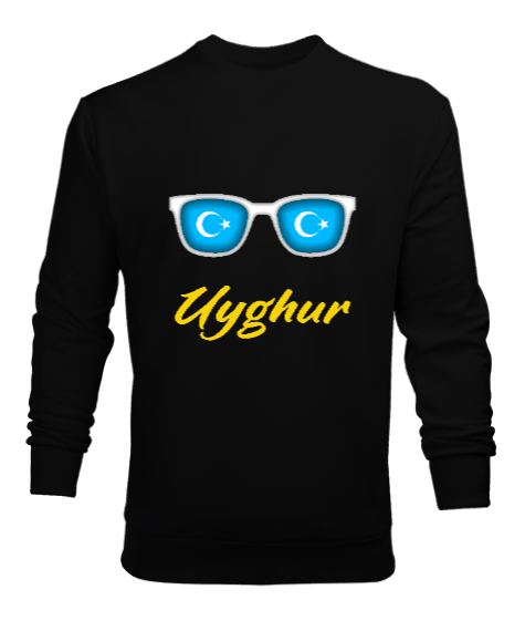 Tisho - Doğu Türkistan,Uyghur,East Turkestan. Siyah Erkek Sweatshirt