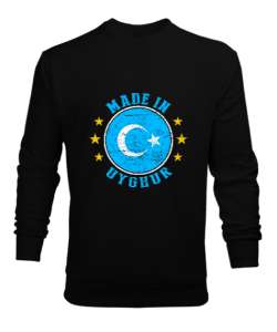 Doğu Türkistan,Uyghur,East Turkestan. Siyah Erkek Sweatshirt