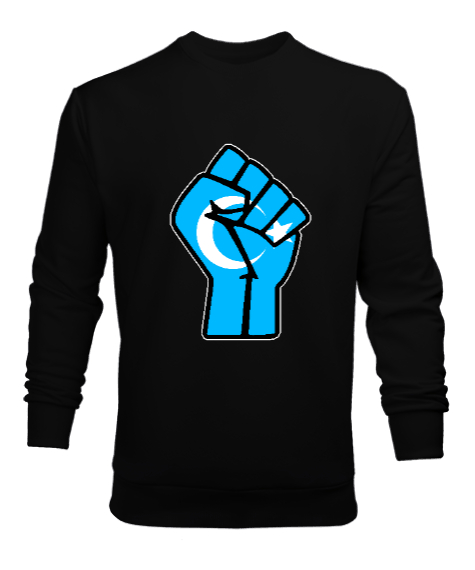 Tisho - Doğu Türkistan,Uyghur,East Turkestan. Siyah Erkek Sweatshirt