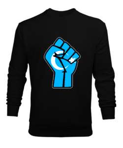 Doğu Türkistan,Uyghur,East Turkestan. Siyah Erkek Sweatshirt