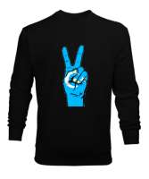 Doğu Türkistan,Uyghur,East Turkestan. Siyah Erkek Sweatshirt - Thumbnail