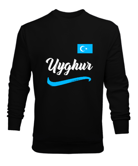 Tisho - Doğu Türkistan,Uyghur,East Turkestan. Siyah Erkek Sweatshirt