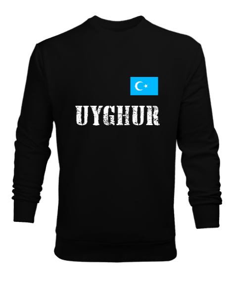 Tisho - Doğu Türkistan,Uyghur,East Turkestan. Siyah Erkek Sweatshirt