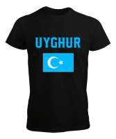 Doğu Türkistan,Uyghur,East Turkestan. Siyah Erkek Tişört - Thumbnail